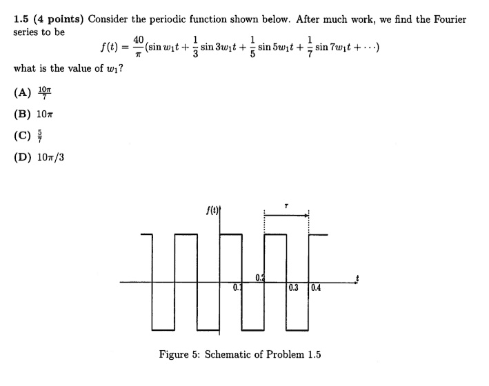 SOLVED: Consider the periodic function shown below. After much work, we ...