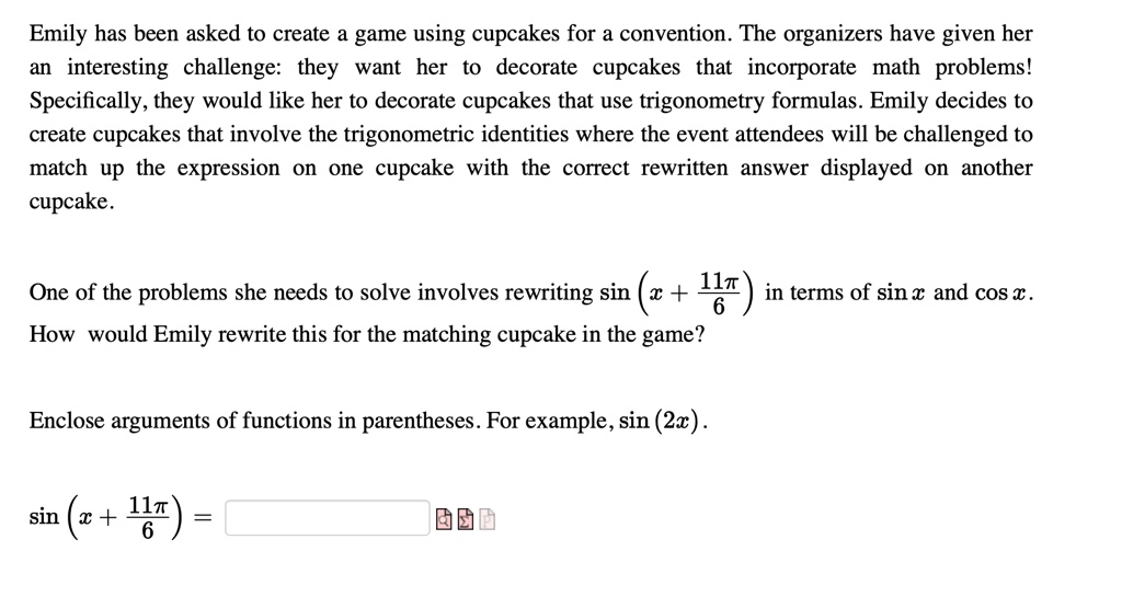 Emily has been asked to create a game using cupcakes for a convention ...