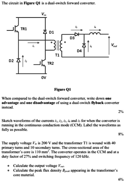SOLVED: The circuit in Figure Q1 is a dual-switch forward converter ... image.