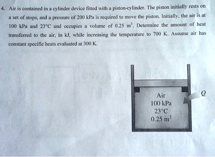 Solved A Set Of Stops And A Pressure Of 200 Kpa Is Required To Move The Piston Initially The 3501
