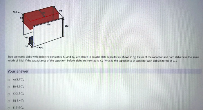 SOLVED: Two dielectric slabs with dielectric constants, K1 and K2, are ...