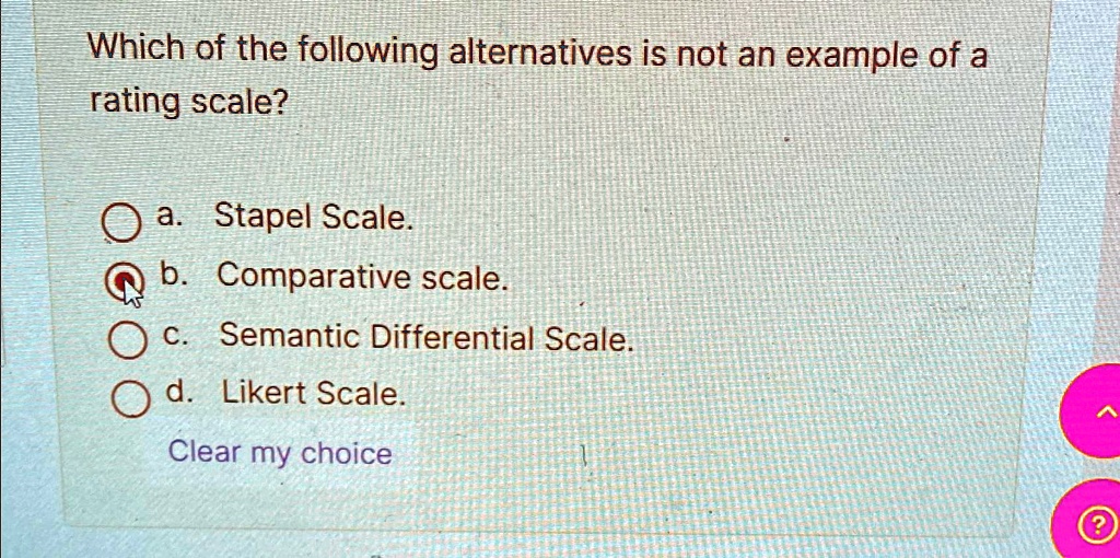 SOLVED: Which of the following alternatives is not an example of a ...