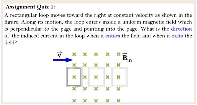 SOLVED: Assignment Quiz 1: A rectangular loop moves toward the right at ...