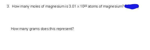How Many Moles Of Magnesium Is 3.01 X 10 22