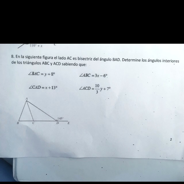 en la siguiente figura el lado ac es bisectriz del angulo bad determine ...