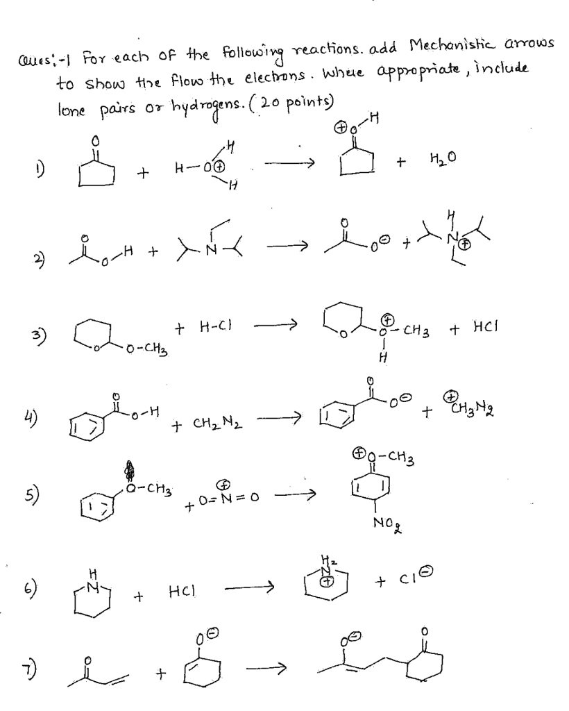 SOLVED: Folloliya reactions. Add mechanistic arrows (use ->) for each ...