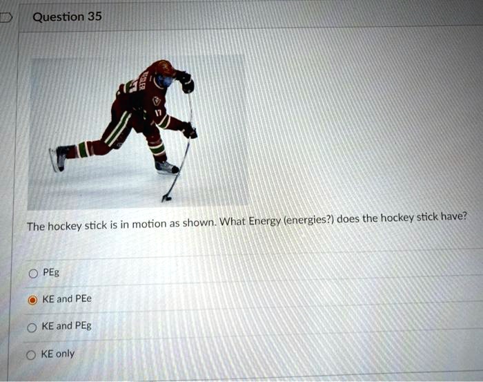 SOLVED Question 35 The hockey stick is in motion as shown What Energy