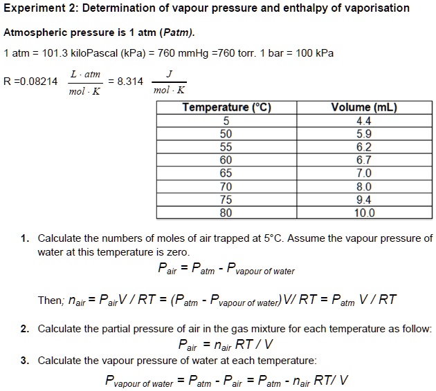 solved-experiment-2-determination-of-vapour-pressure-and-enthalpy-of-vaporisation-atmospheric