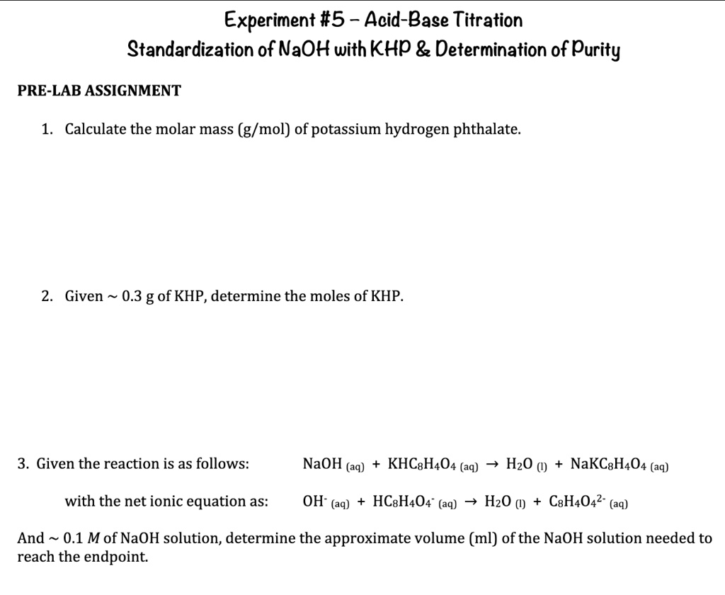 SOLVED Question 3 Please Experiment 5 AcidBase Titration