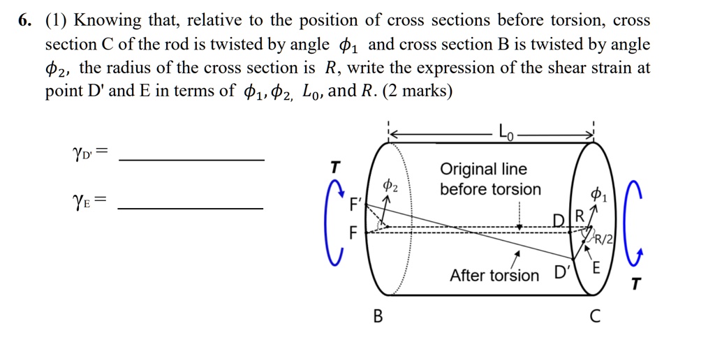 6. (1) Knowing that, relative to the position of cross sections before ...