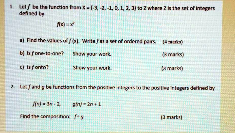 SOLVED: Let f be the function from X = -3,-2,-1,0, 1,2,3t0 Zwhere Z is ...