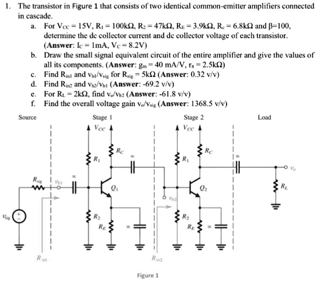 SOLVED: The transistor in Figure 1 consists of two identical common ...