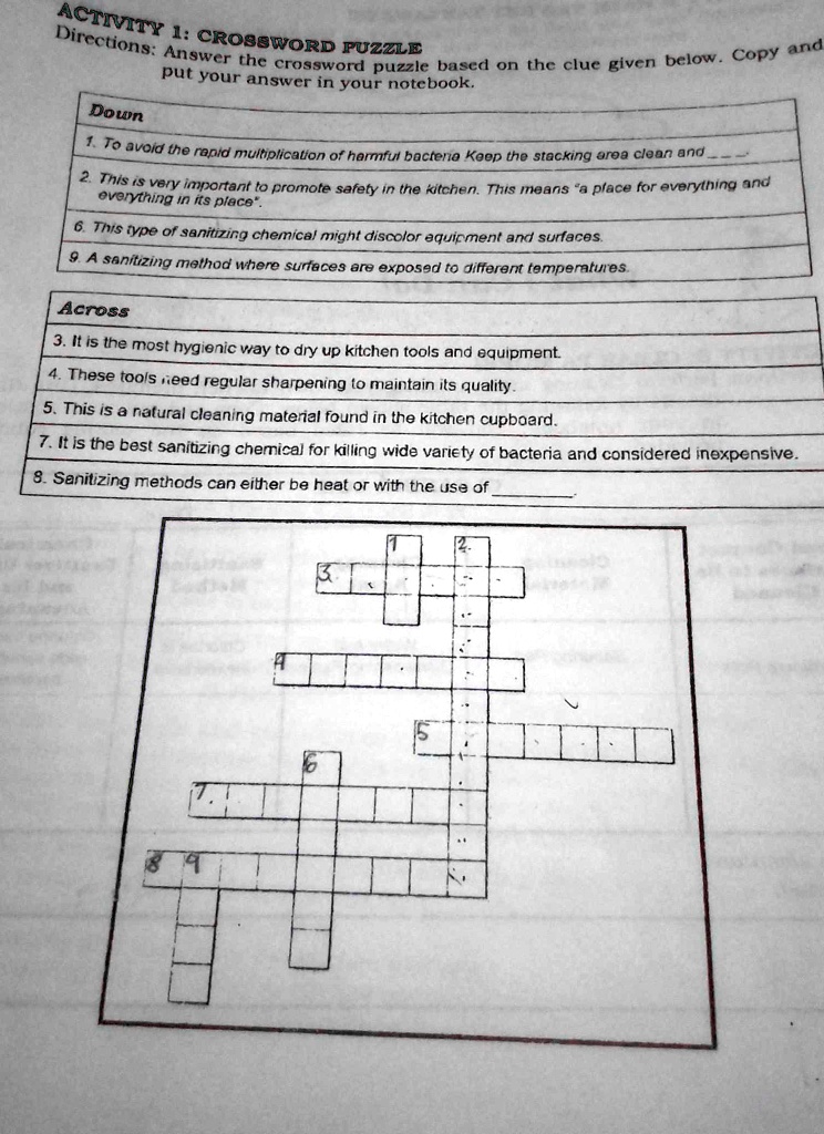 Crossword Puzzle Answer Copy And Fill