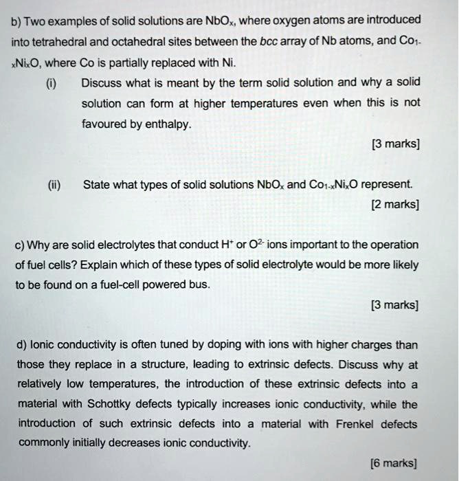 b two examples of solid solutions are nbox where oxygen atoms are ...