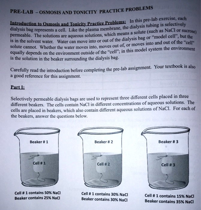 pre lab assignment #1 osmosis and tonicity practice problems