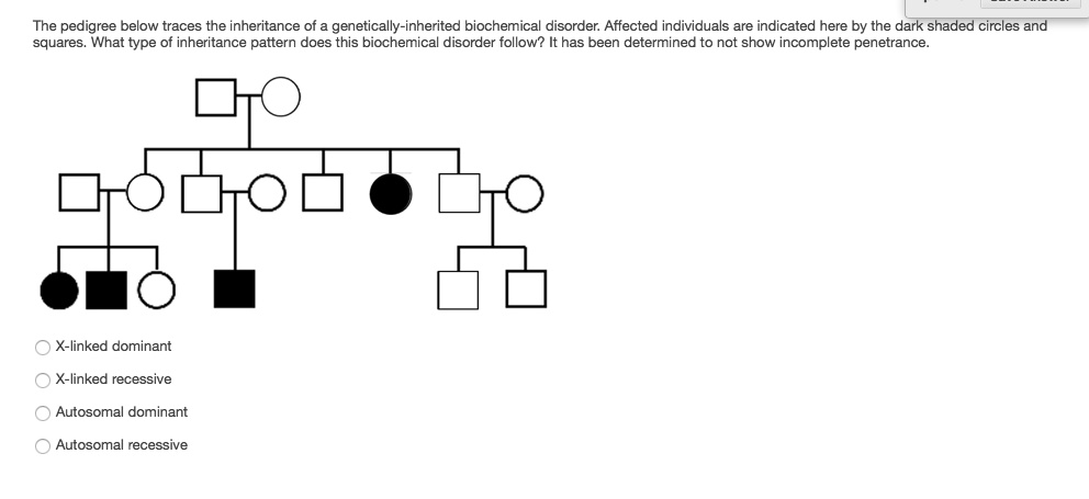 SOLVED: The pedigree below traces the inheritance of a genetically ...