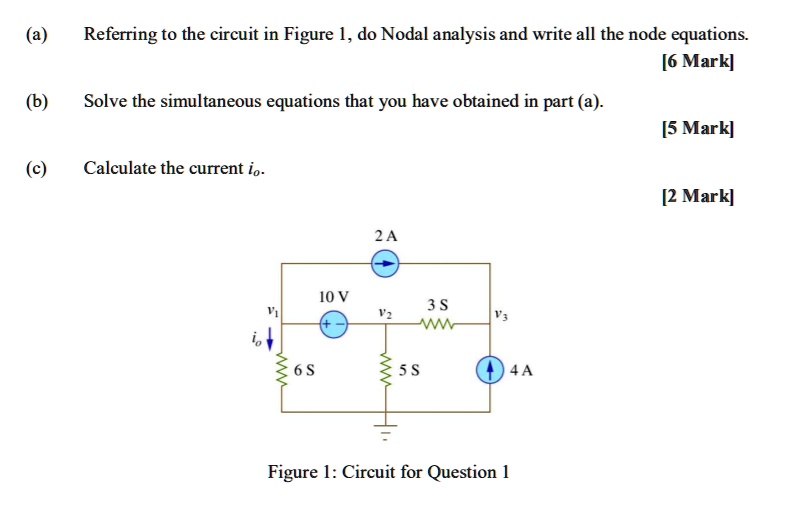 SOLVED: (a) Referring to the circuit in Figure 1, do Nodal analysis and ...
