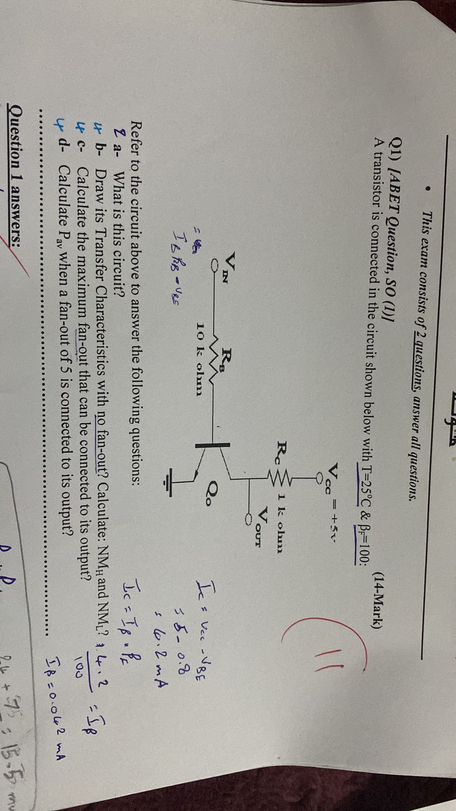 SOLVED: - This exam consists of 2 questions, answer all questions. Q1 ...