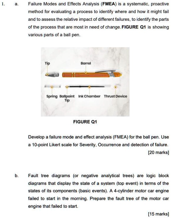 SOLVED: a. Failure Modes and Effects Analysis (FMEA) is a systematic ...