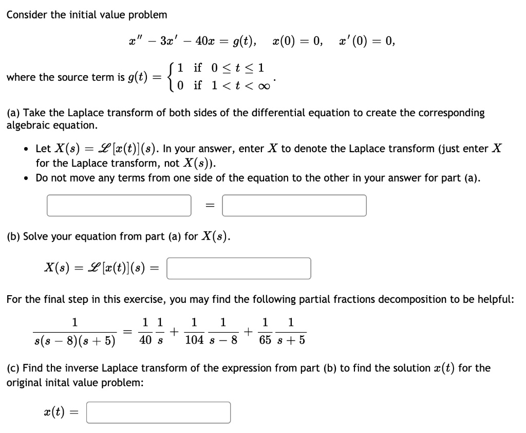 Solved Consider The Initial Value Problem 3x 40x G T T 0 0 0 0 1 If 0 T 1 Where The Source Term Is G T O If 1