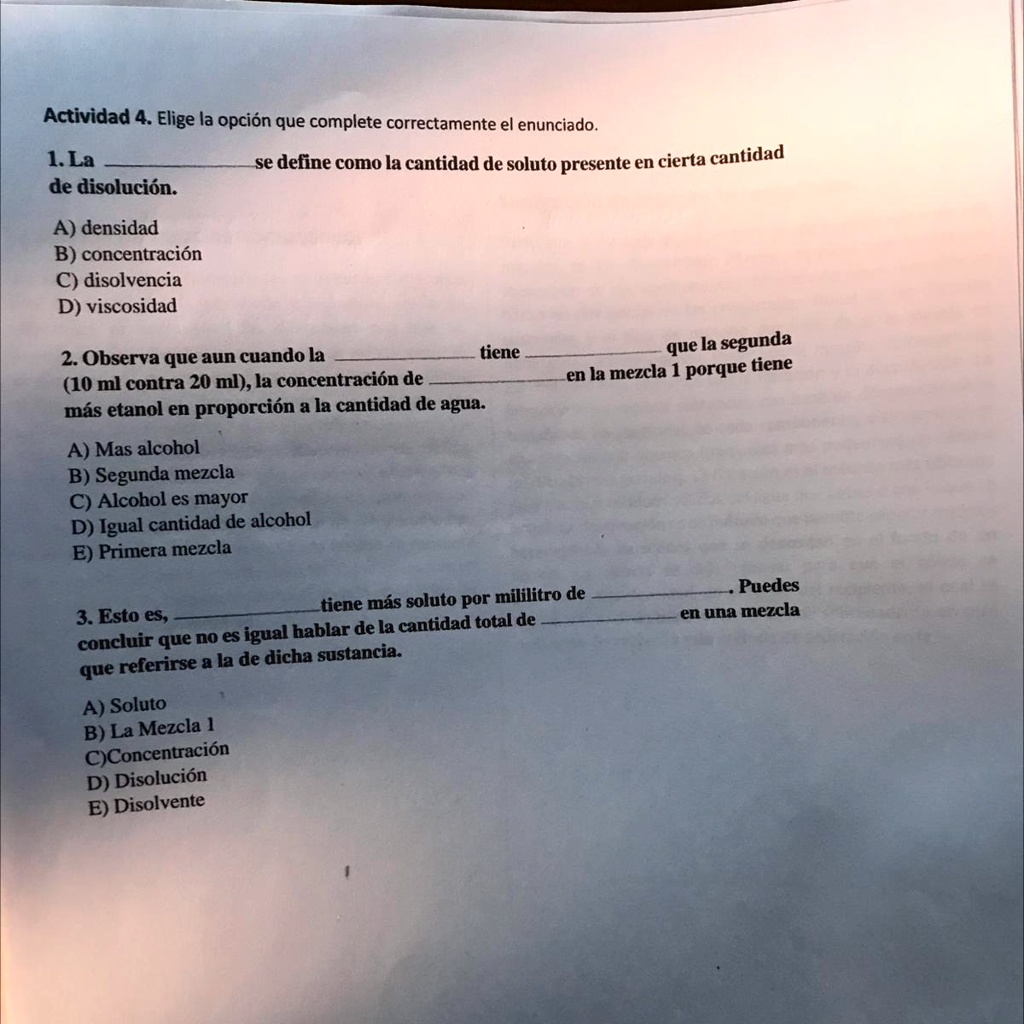 SOLVED: Ayudaaaaa Doy Coronita Actividad 4. Elige La Opción Que ...