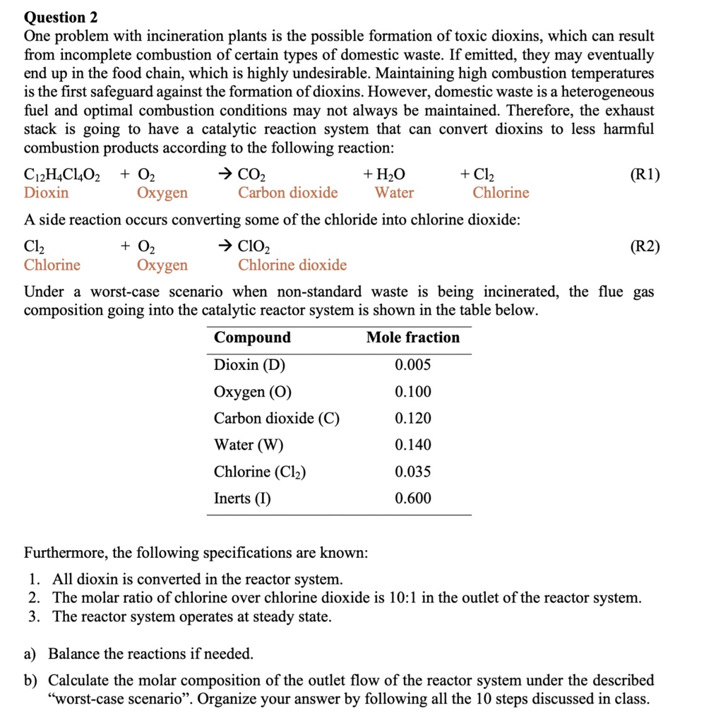 SOLVED: Question 2 One problem with incineration plants is the possible ...