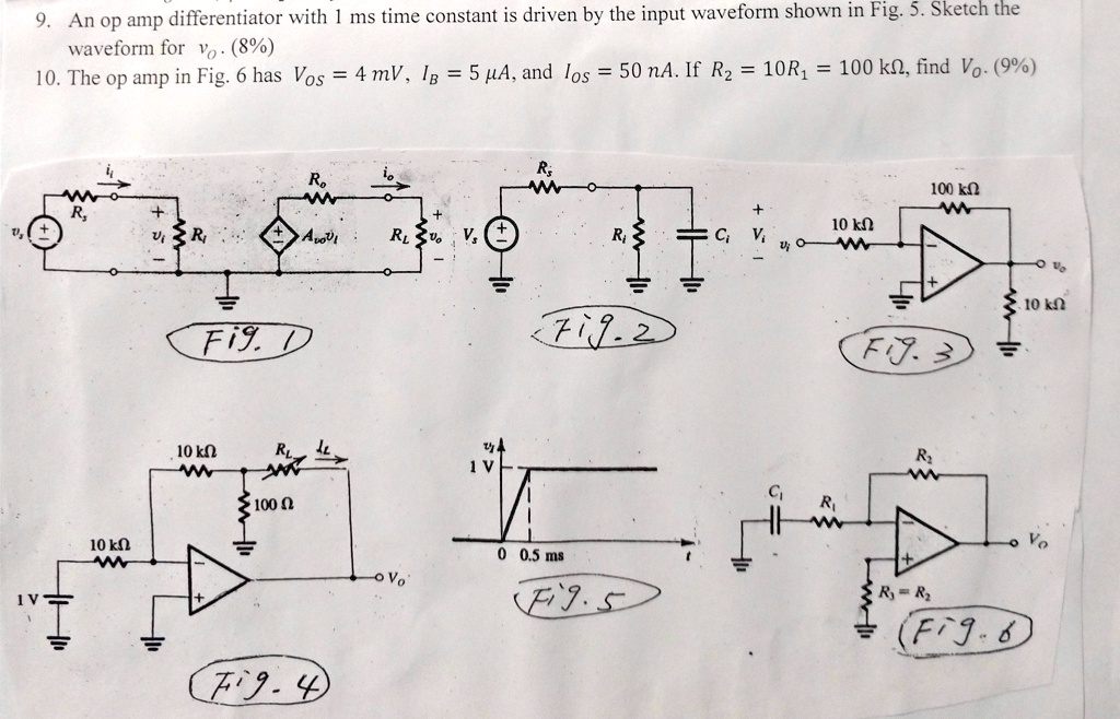 SOLVED An op amp differentiator with a ms time constant is driven by