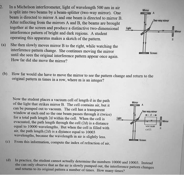 In a michelson interferometer light of wavelength 500 nm in...