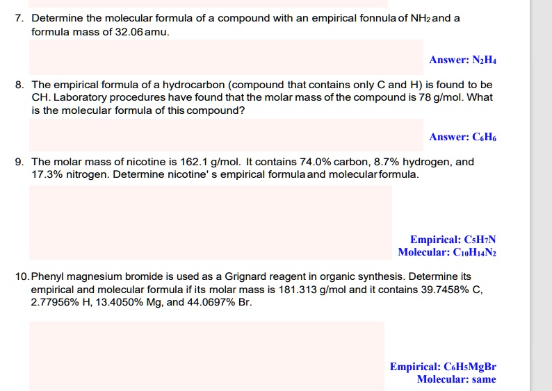 SOLVED Determine the molecular formula of a compound with an empirical