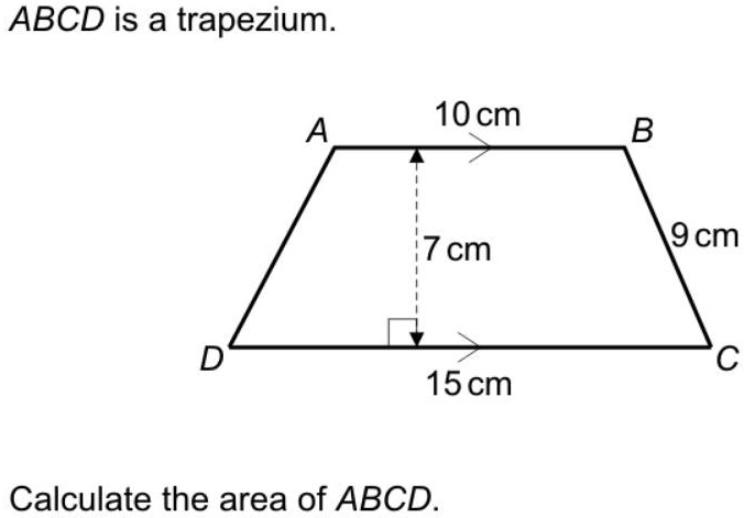 SOLVED: 'ABCD is a trapezium Calculate the area of ABCD ABCD is a ...