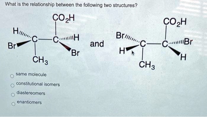 What is the relationship between the following two structures? CO2H ...