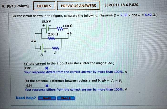 SOLVED:6. [0/10 Points] DETAILS PREVIOUS ANSWERS SERCP11 18.4.P.0z0 For ...