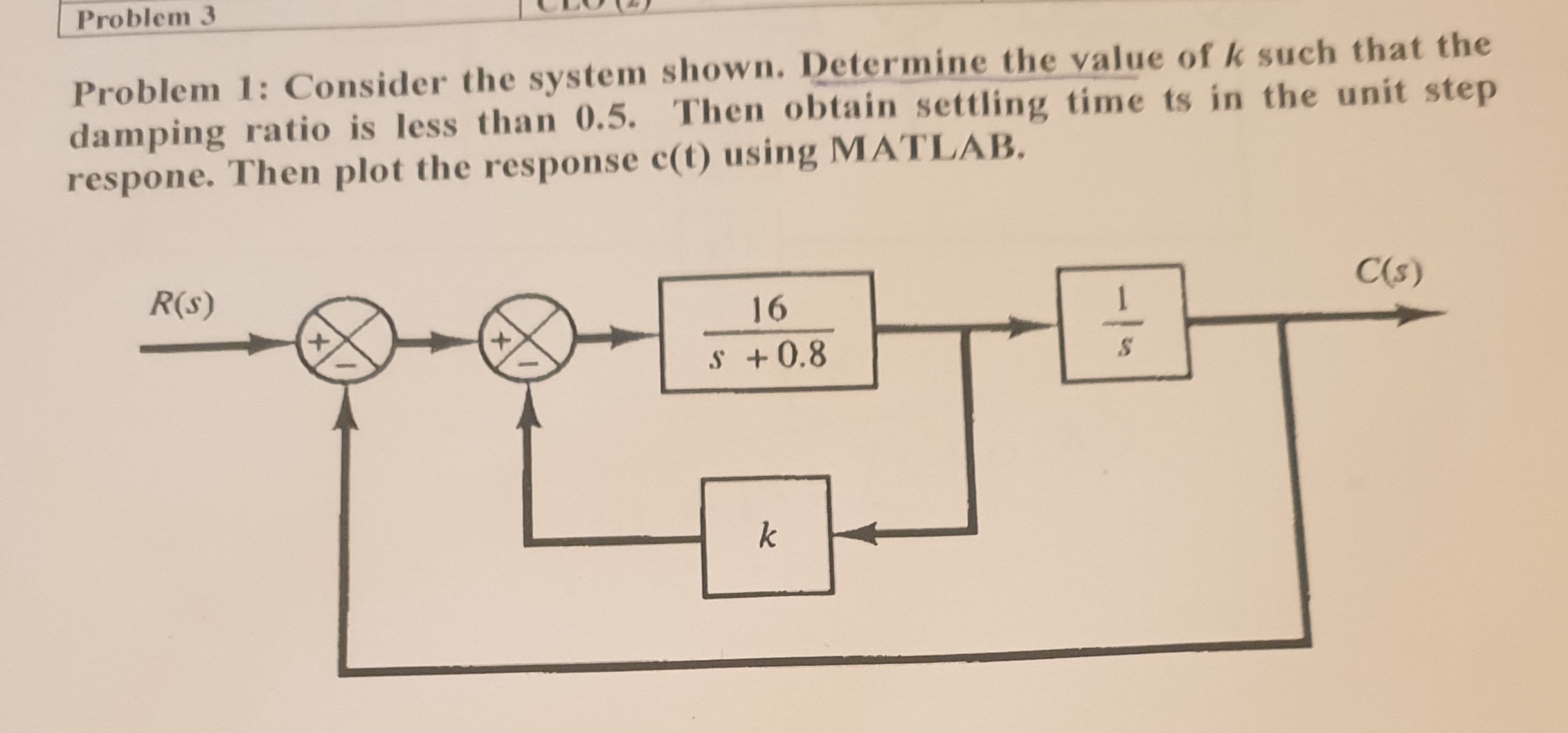 SOLVED: Problem 3 Problem 1: Consider the system shown. Determine the ...