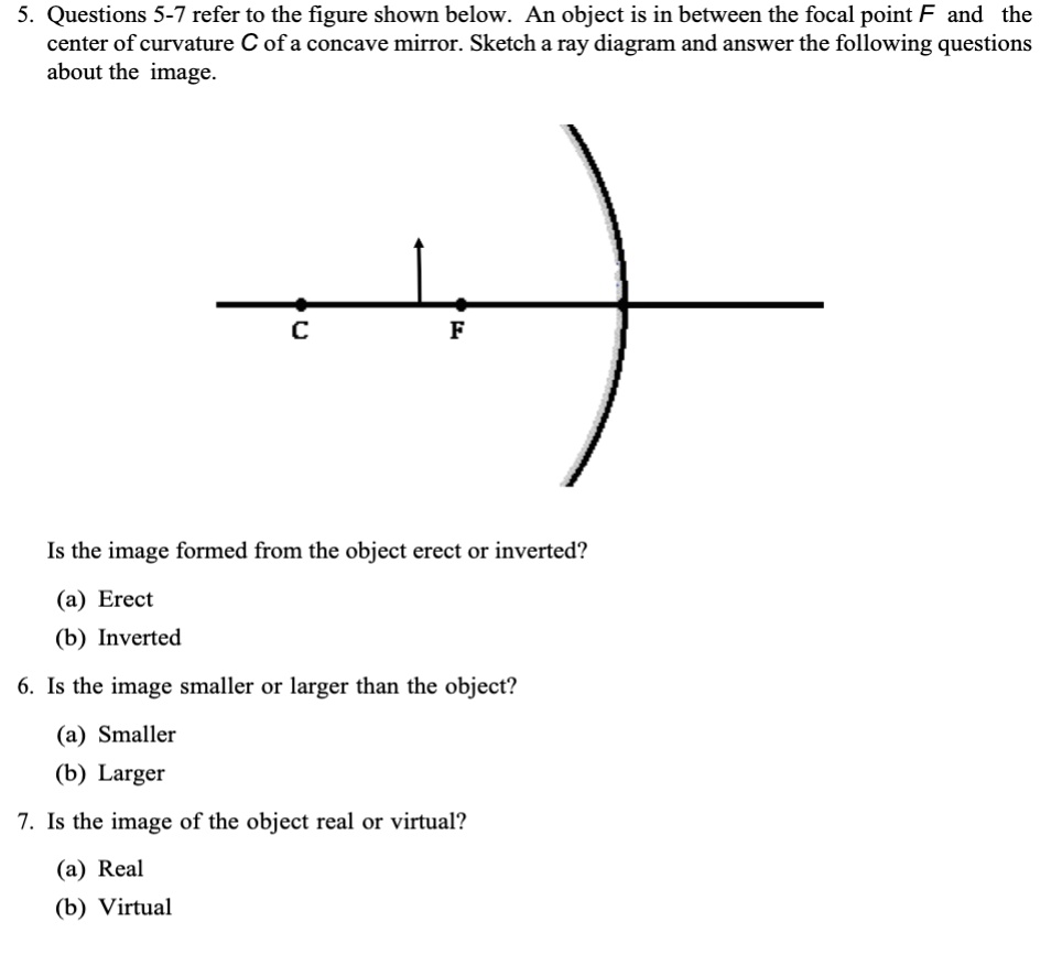 5 questions 5 7 refer to the figure shown below an object is in between ...