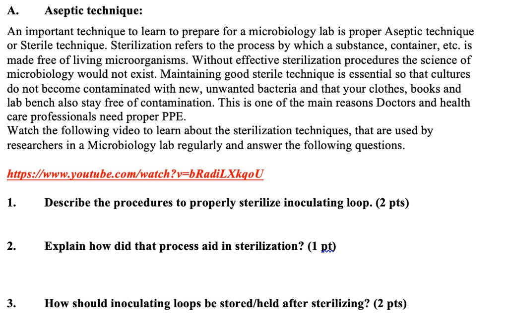 SOLVED: Aseptic Technique: An Important Technique To Learn To Prepare ...