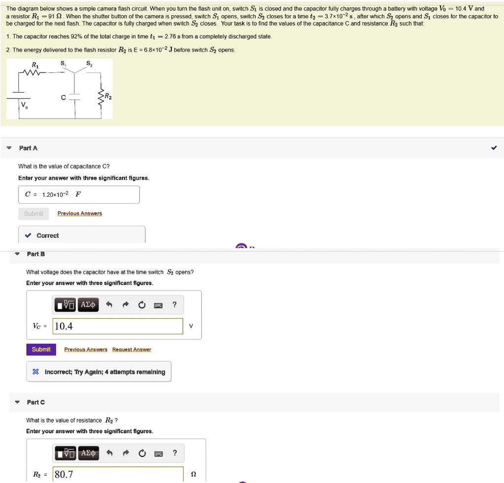 SOLVED The diagram below shows a simple camera flash circuit. When you