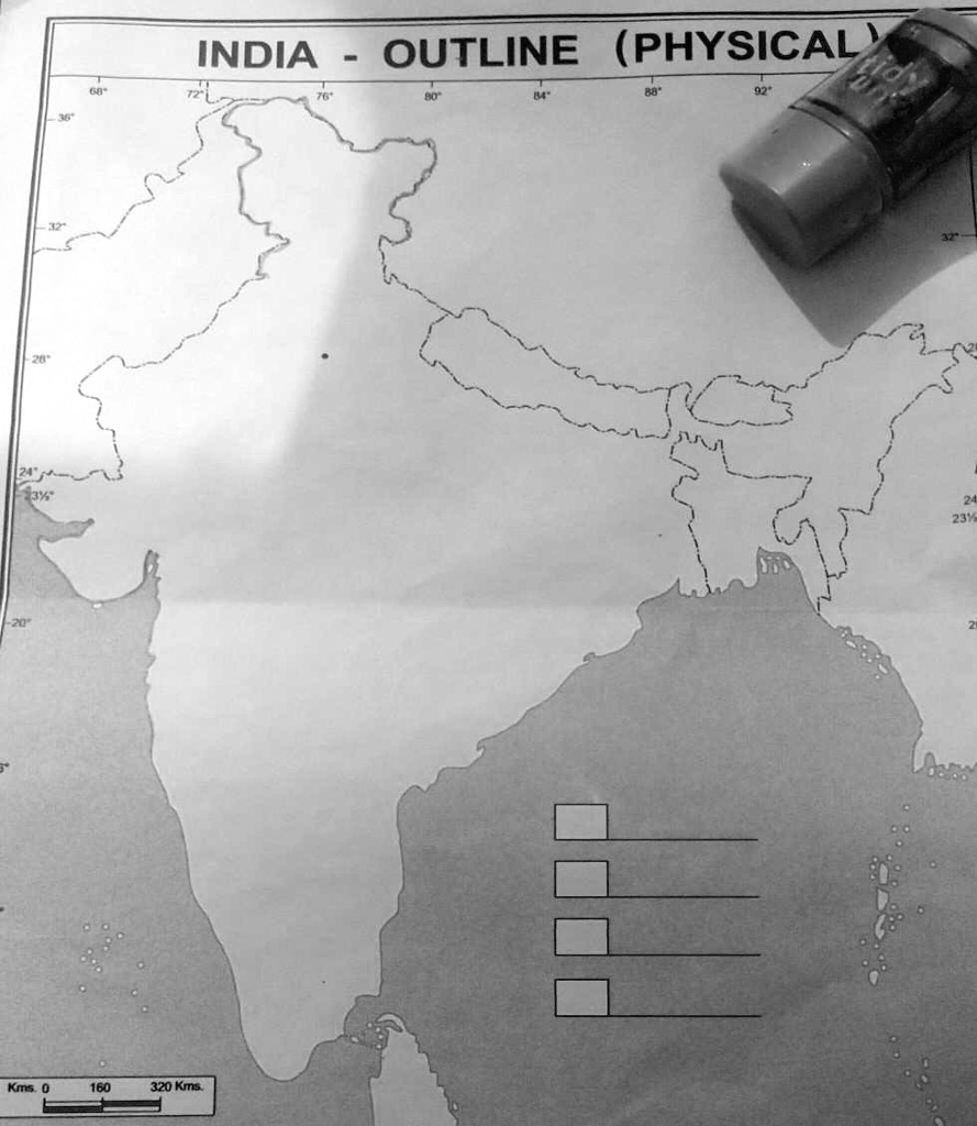 SOLVED: On an outline map of India, locate and mark the following ...