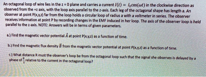 Octagonal Loops SOLVED: An octagonal loop of wire lies in the z=0 plane and carries a ...