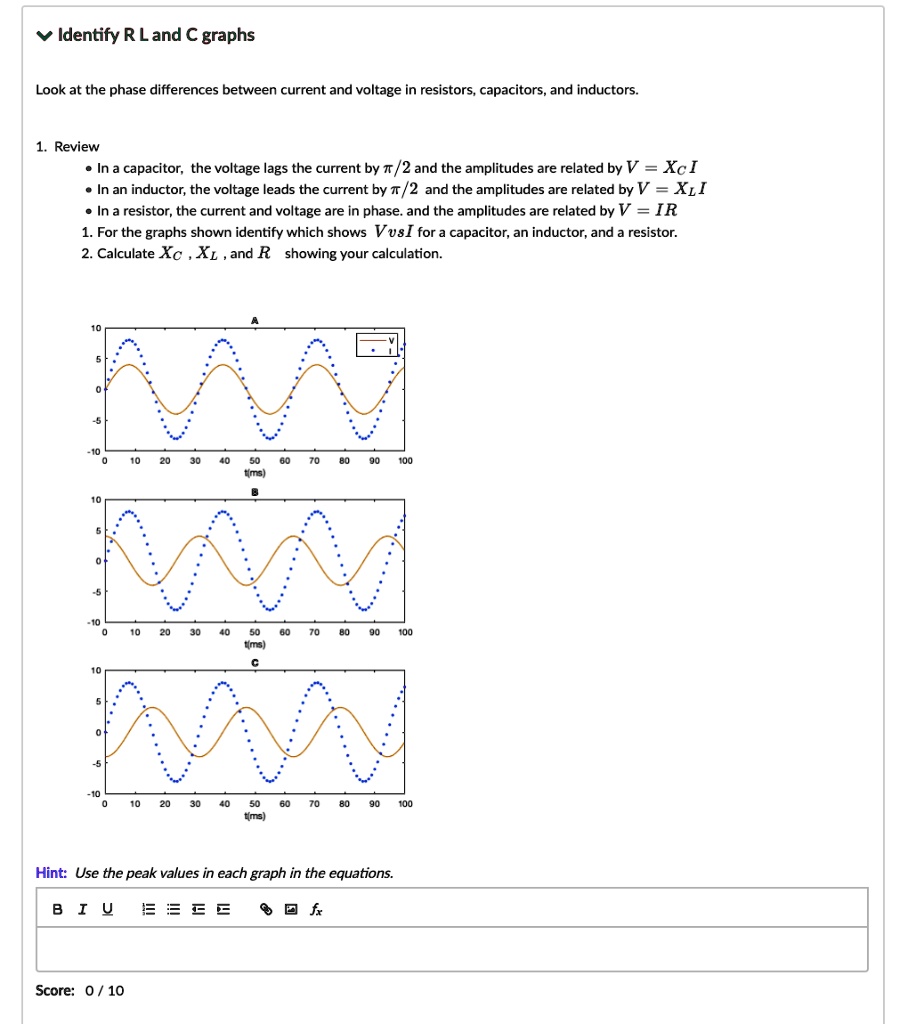 SOLVED Identify R Land € graphs Look at the phase differences between