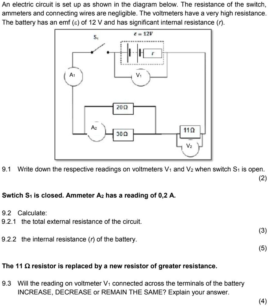 SOLVED Texts An electric circuit is set up as shown in the diagram