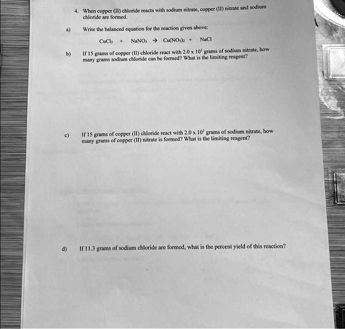 SOLVED Texts chloride are formed. a) Write the balanced equation for