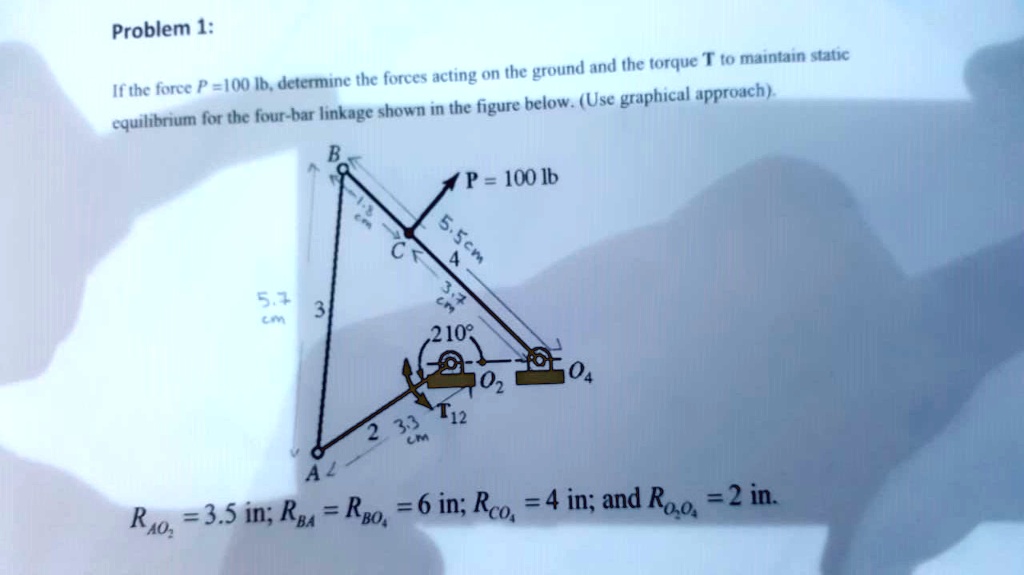 Problem 1: If the force P = 100 lb, determine the forces...