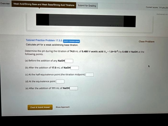 SOLVED Texts Overview of Weak Acid/Strong Base and Weak Base/Strong