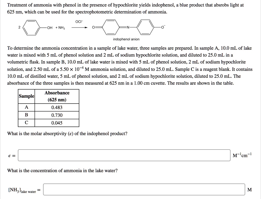 SOLVED Treatment of ammonia with phenol in the presence of