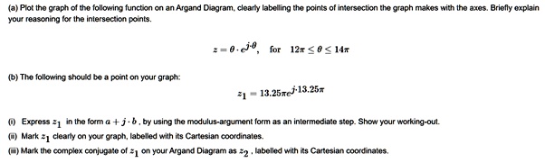 (a) Plot the graph of the following function on an Argand Diagram ...