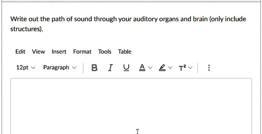 Write out the path of sound through your auditory organs and brain (only include
structures).