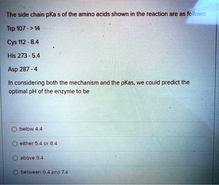 The side chain pKa of the amino acids shown in the … SolvedLib
