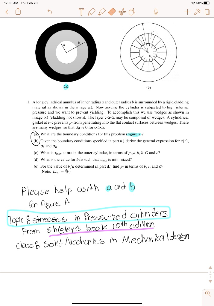 SOLVED: 12:06 AM Thu Feb 20 58% 0 (q) 1. A Long Cylindrical Annulus Of ...