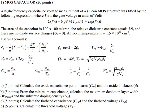 SOLVED: A High-frequency Capacitance Voltage Measurement Of A Silicon ...