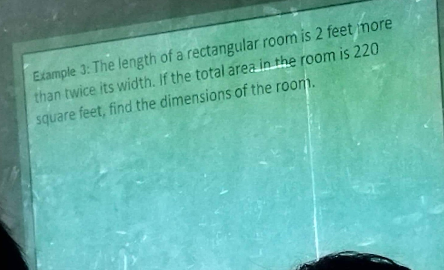 SOLVED Example 3 The length of a rectangular room is 2 feet nore than